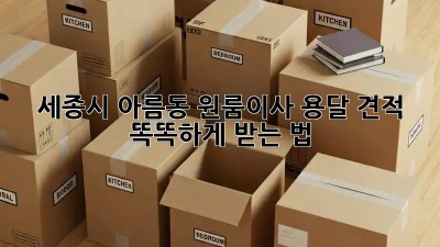 세종시 아름동 원룸이사, 용달 견적 똑똑하게 받는 법 🚚💨